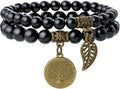 Bivei Natural Semi Precious Gemstone beads bracelet for women - Life Tree and Leaf Charm Energy Reiki Crystal Stretch Bracelets