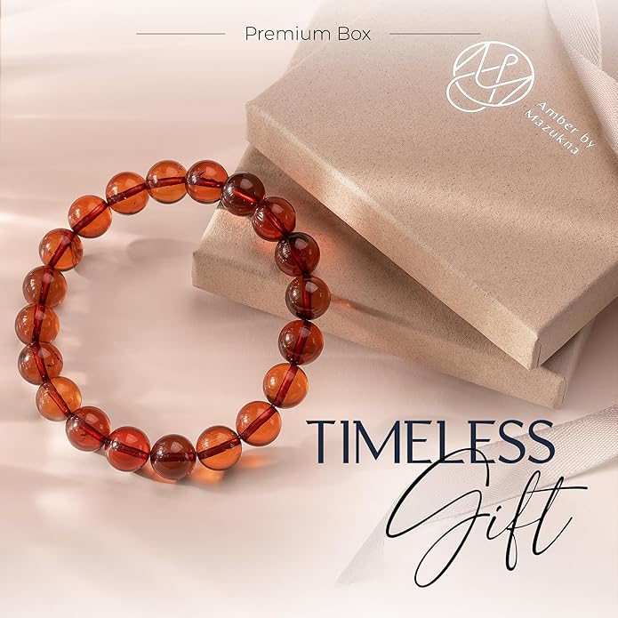 Natural Baltic Amber Bracelet for Women and Men – Stretch Wristband with Faceted Beads, Lightweight Unisex Jewelry Gift for Daily and Casual Wear