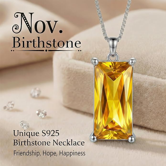 Minimalist Square 8mm×16mm Birthstone Sterling Silver Necklace - Hypoallergenic, Lightweight, Gift for Her