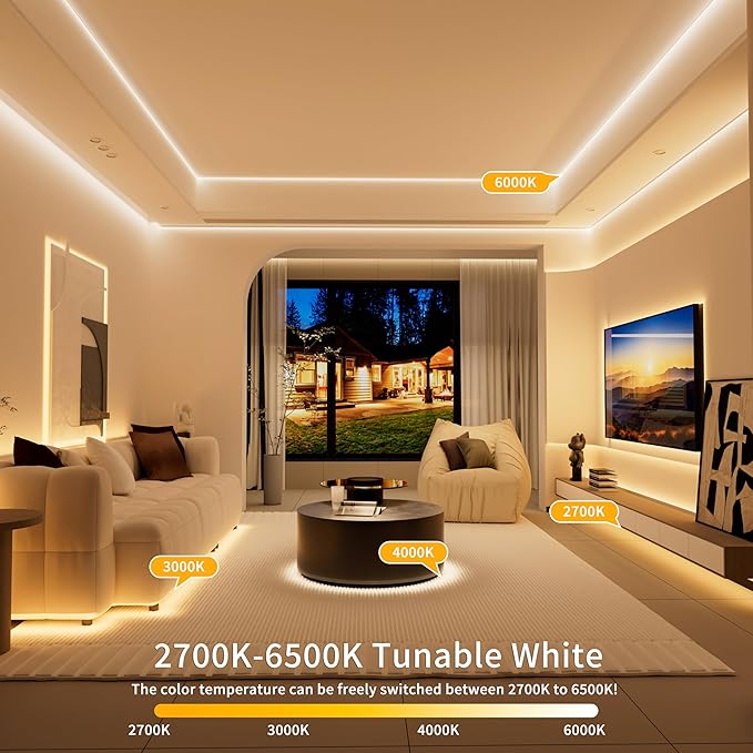 PAUTIX 5V USB CCT Tunable COB LED Strip Lights 6.56ft/2m, 1280LEDs 1200lm - Image 2