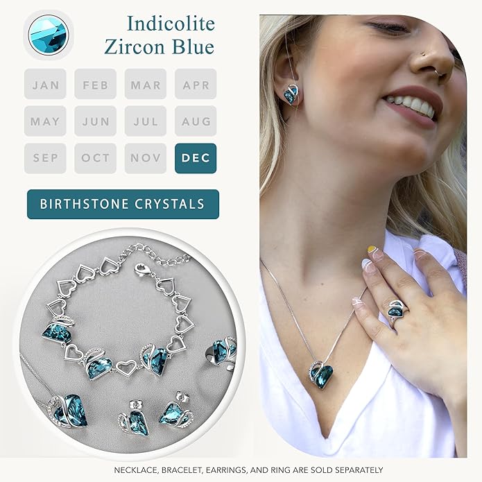 Leafael Infinity love Heart Birthstone Stud Earrings for Women, Valentine's Day Gifts for Mom, Wife, and Her, Silver Plated Birthday Jewelry