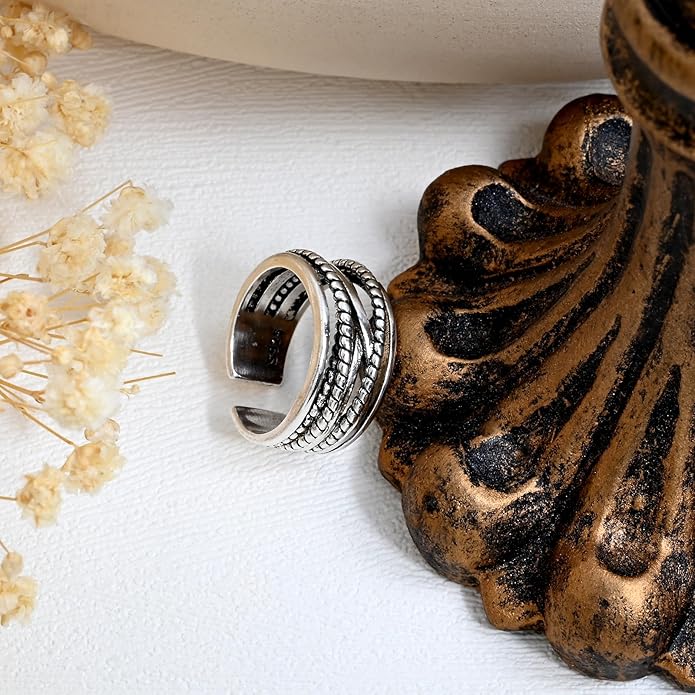 Small Twist Vintage Chunky 925 Sterling Silver Y2K Braided Rings Thumb Cool Fidget Ring for Women