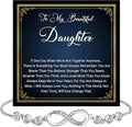Daughter Infinity Heart Bracelet, Daughter Jewelry Gift From Mom or Dad with Message Card and Box Meaning