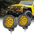 YCHOW-TECH 2PCS 4 Inch LED Amber Fog Lights 90W Yellow Round Offroad Light Bar Flood Beam Off Road LED Pods Bumper Ditch Lights Driving Work Light for Truck Boat Pickup ATV UTV SUV