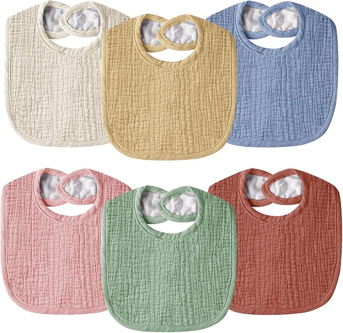 Muslin Baby Bibs for Unisex Boys Girls, Cotton Drool Bibs, Adjustable Newborn Bibs for Drooling and Teething