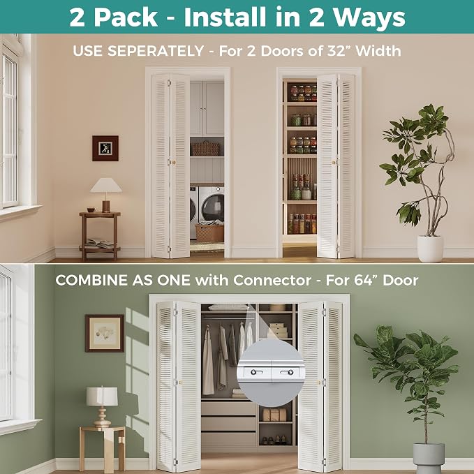 Closet Bifold Door Hardware & 2 x 32 Inch Track Kit, Combine - Image 2