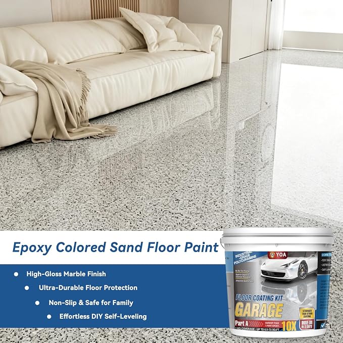 YOA Epoxy Colored Sand Self Leveling Floor Paint | Two-Part Resin Kit, Low VOC - Image 5