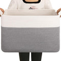 OIAHOMY Large Blanket Basket, 65L Cotton Rope Woven Laundry Basket, Toy Bin by MasterofSpaceOptimization