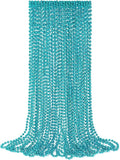 YAXINRUI 12 PCS Teal Bead Necklaces, Teal Mardi Gras Beads, 33 Inch Beaded Necklaces School Spirit Day Necklace for Mardi Gras Party Christmas Festive Events, Party Favors