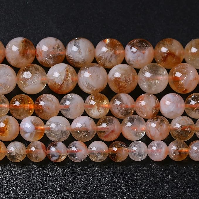 6MM 60PCS Natural Stone Citrine A Grade Quartz Crystal Loose Beads for Jewelry Making DIY Bracelet Necklace 1 Strand 15’’