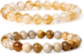 Bivei Natural Gemstone Semi Precious Healing Crystals Handmade Stretchy Round Beads Bracelet,Stocking Stuffers for Women Enhance Positive Energy