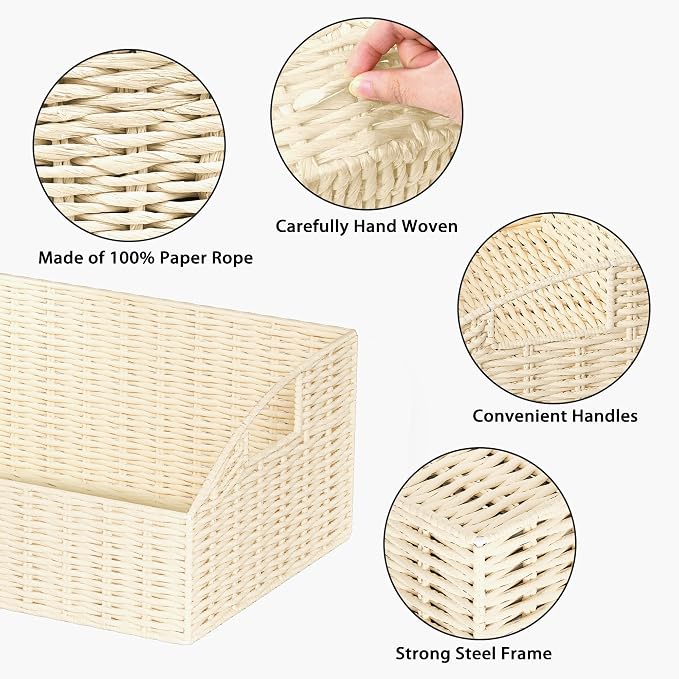 Pantry Baskets for Organizing, Wicker Storage Basket Beige | Handwoven Pantry - Image 3
