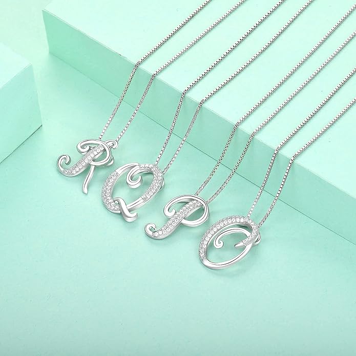 STARCHENIE Initial Necklace for Women 925 Sterling Silver Letter A-Z Pendant 26 Alphabet Jewelry