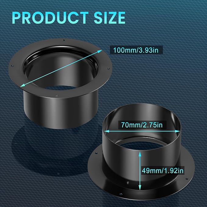 3 Inch Duct Connector, HG Power 2-Pack 75mm ABS Straight Pipe Flange - Image 2