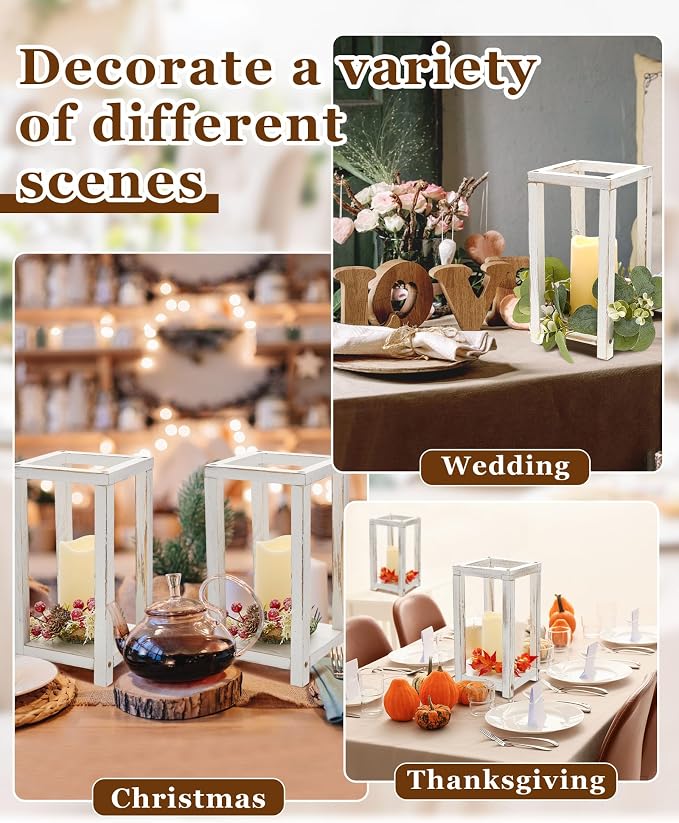 Huquary 8 Pcs Wooden Wedding Lantern Centerpiece - Image 4