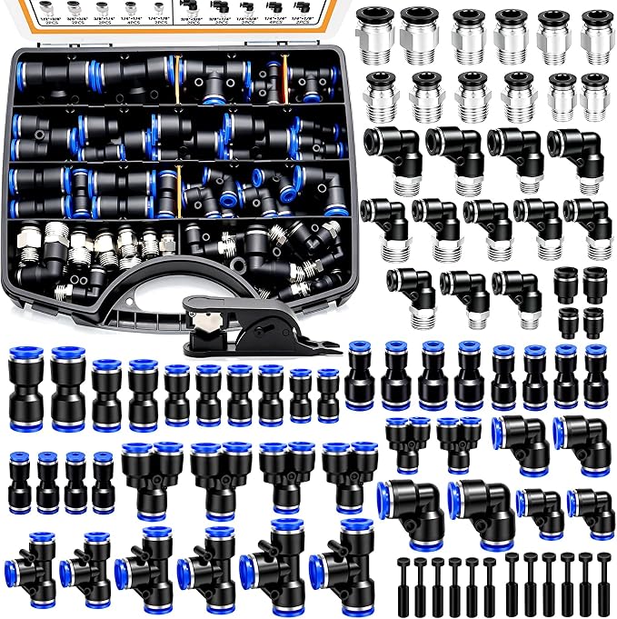 mankk 81PCS Quick Connect Air Hose Fittings Kit 1/8, 1/2 inch | Push to connect by mankk