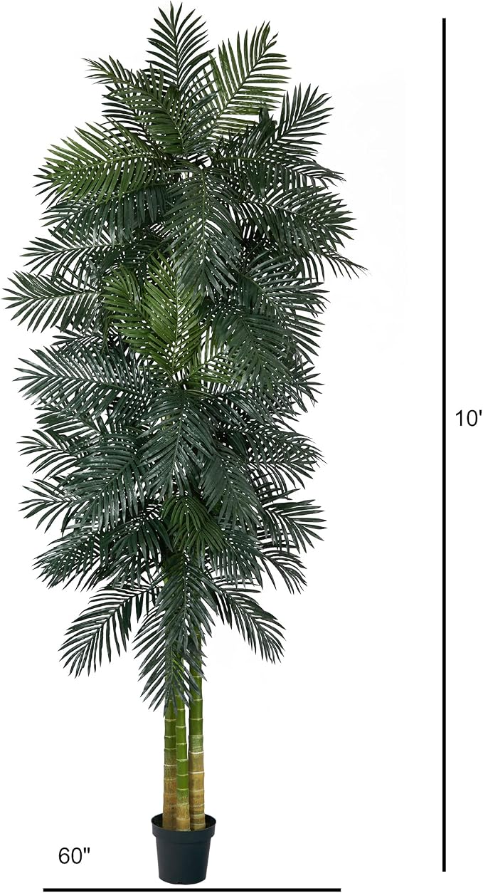 Nearly Natural 10ft. Triple Stalk Golden Cane Artificial Palm Tree - Image 2