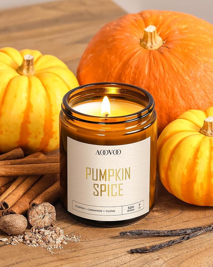 AOOVOO Pumpkin Spice Candles - 9 oz Scented Candles - Image 5