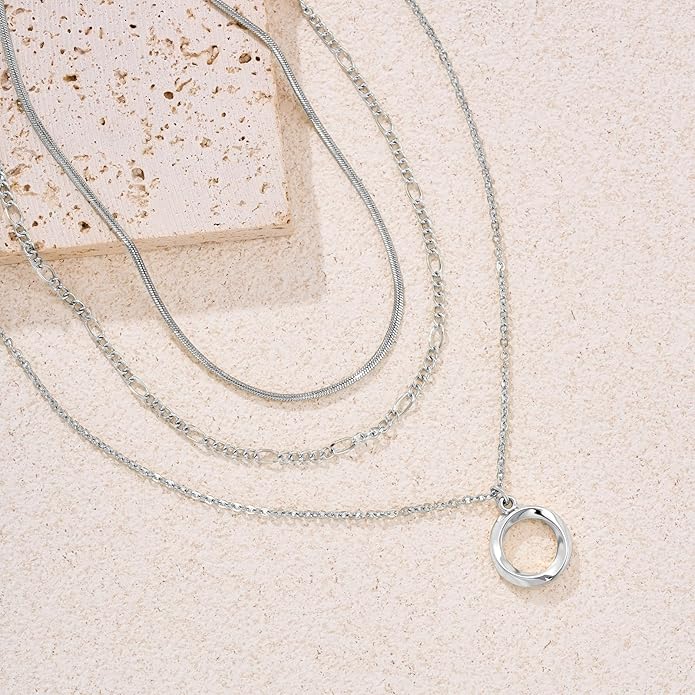 LANE WOODS Gold Plated Necklaces for Women - Multilayer Coin Medallion Pendant Necklace Adjustable Layering Choker Necklaces Chain Set Jewelry
