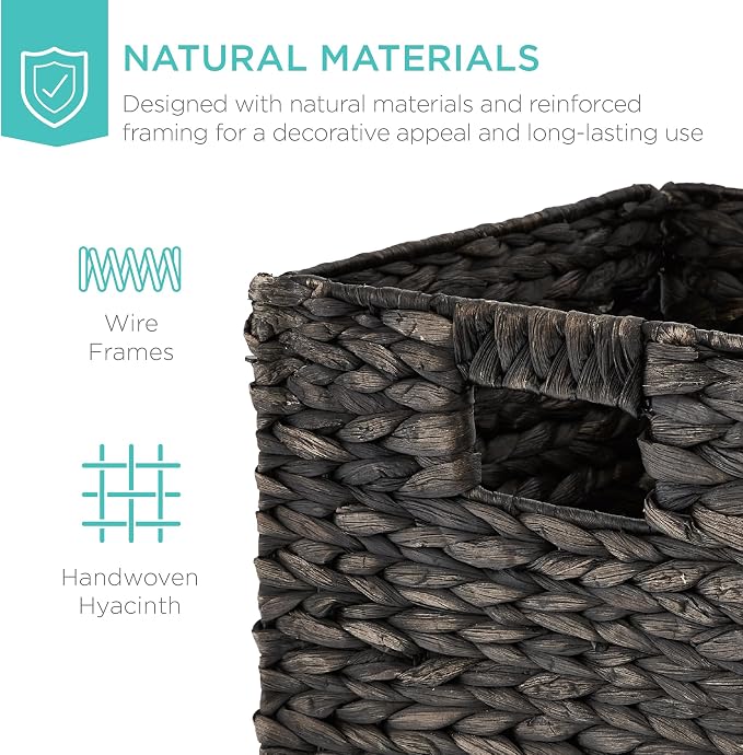 Best Choice Products 13x13in Pack of 5 Cube Storage Baskets, Water Hyacinth - Image 4