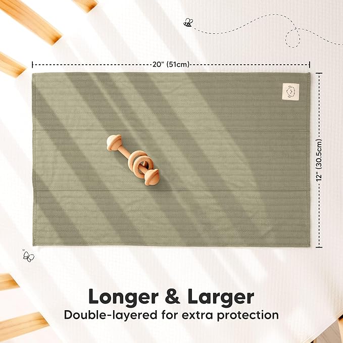 KeaBabies Organic Cotton Burp Cloths Baby Girl, Boy - 6-Pack Large Burping Clothes for Babies, Spit Up Rags, Super Soft & Absorbent Newborn Wash Towels, Gender Neutral, Non-Shrink (Stria, Hedges)