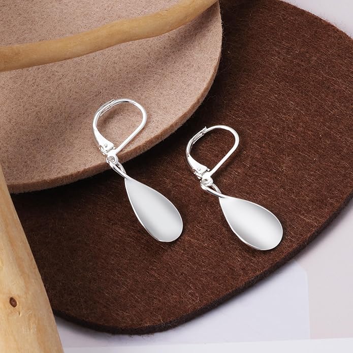 925 Sterling Silver Teardrop Dangle Earrings for Women Leverback Drop Dangle Earrings Jewelry Hypoallergenic Sterling Silver Teardrop Earring for Women Gifts