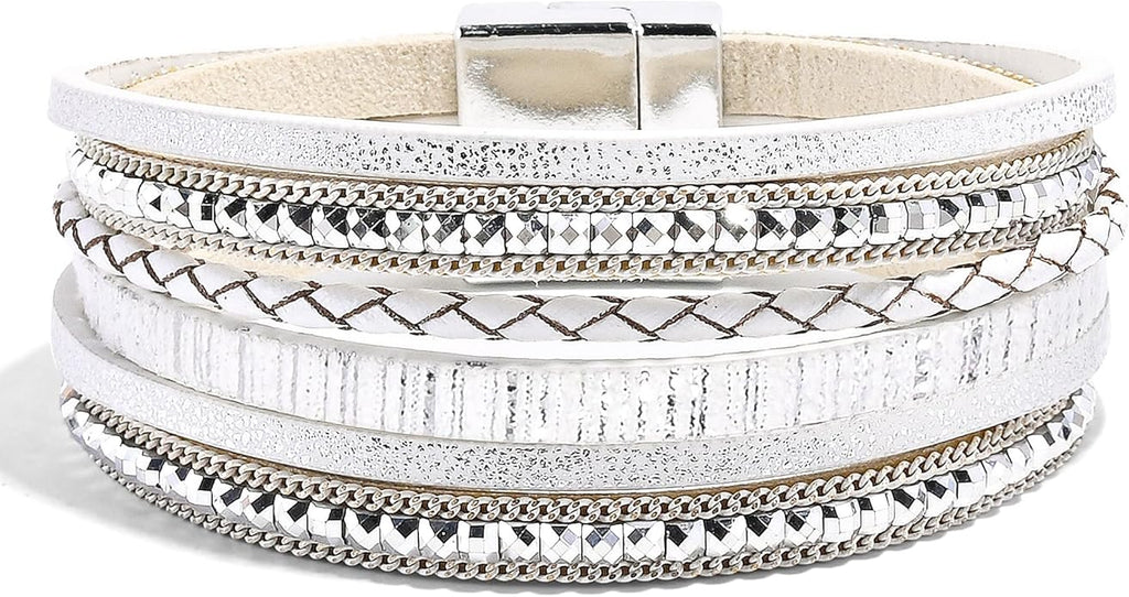 VIBILIA Boho Leather Wrap Bracelets for Women Multi-Layer Bracelets with Strong Clasp Jewelry for Women