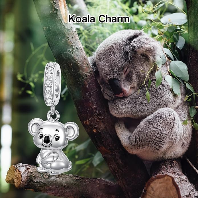 PROESS Sterling Silver/Red Panda/Cow/Highland Cow/Otter/Squirrel/Elephant/Axolotl/Cat/Fox/Bee/Butterfly/Hummingbird/Tiger/Lion/Mokeny/Koala/Dog Charm Animal Charms Bead for Jewelry Making