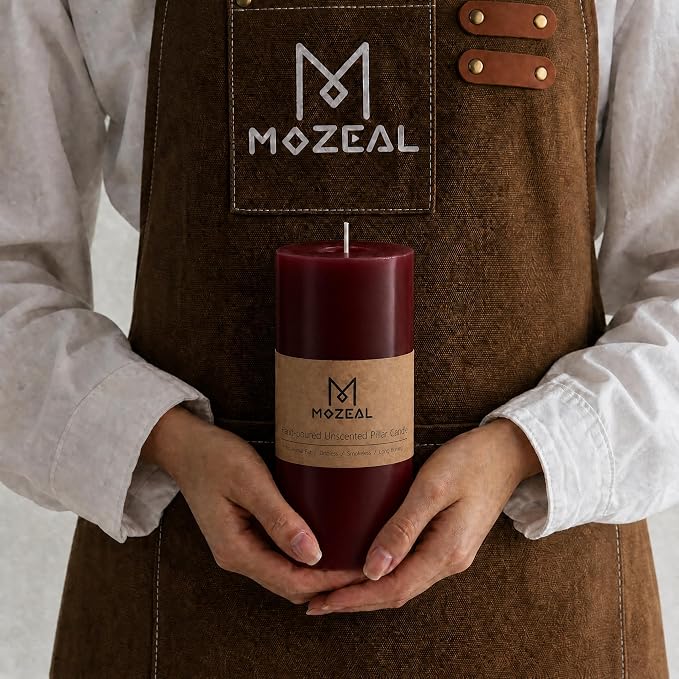 MOZEAL 3" x 6" Hand-Poured Unscented Candle, Dripless Pillar Candle Set of 3 - Image 2
