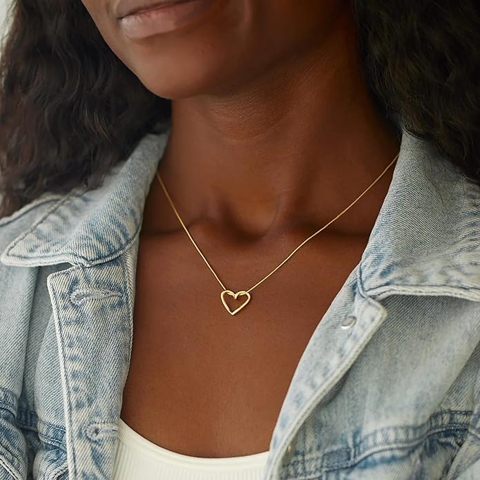 LOVECOM Valentines Gifts S925 Sterling Silver Heart Necklace for Women Dainty 14k Gold Plated CZ Infinity Double Cross Star Pendant Choker Necklaces Trendy Bead Chain Jewelry Gifts for Mom Daughter