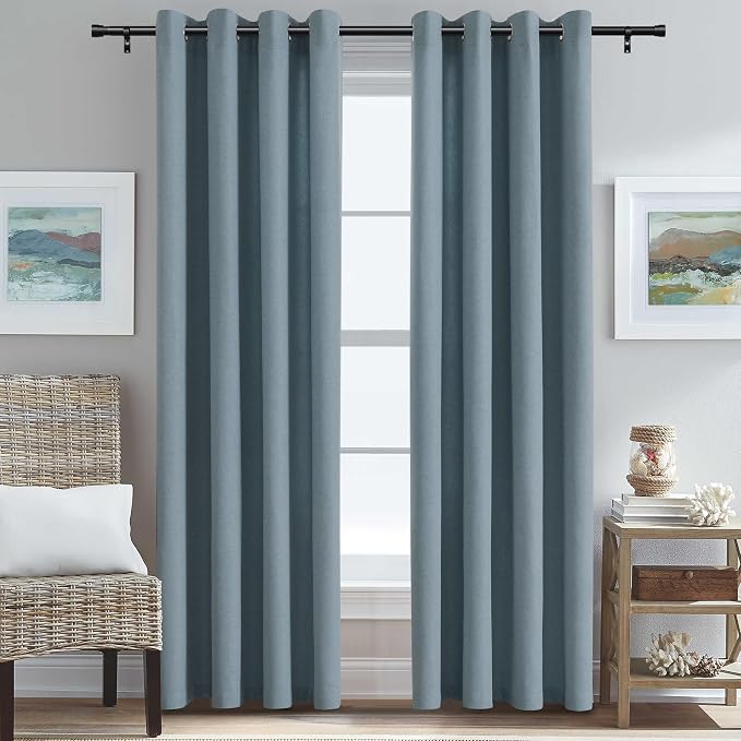 H.VERSAILTEX Room Darkening Curtains 96 inches Long 2 Panel Set, Faux Linen by HVERSAILTEX