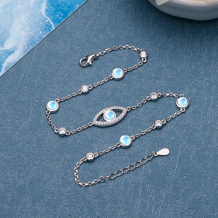 S925 Sterling Silver Ankle Bracelets Anchor/infinity/Starfish Anklet for Women Blue Opal Moonstone Anklet Foot Chain Beach Anklets Jewelry