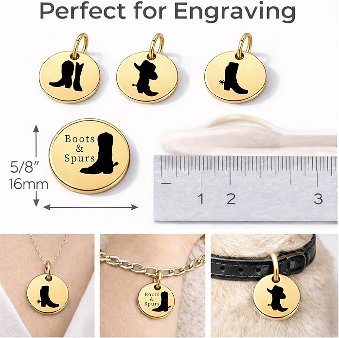 SM Design Western Charm Set of 4 – Stainless Steel Western Charms for Bracelets & Necklaces – Cowgirl, Ranch & Country Style Jewelry Charms – Western Gift for Women & Moms