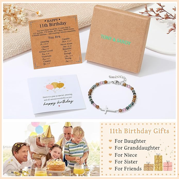 TONY & SANDY Christian Cross Bracelet for Women, Valentine's Day Gifts for Her, Confirmation Baptism Easter Gifts, Unique Gift for Friends Daughter Mom Sister in Christ Birthday Christmas