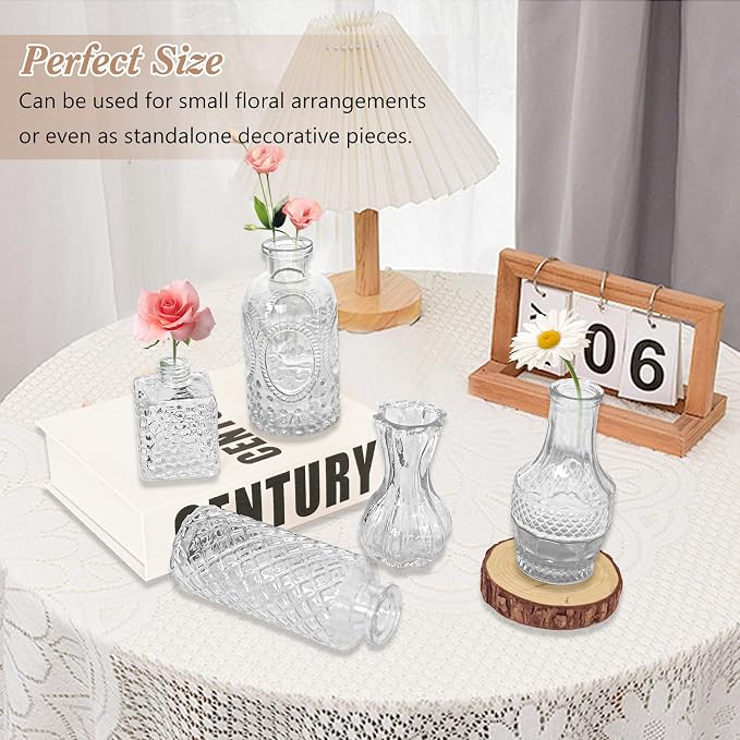 Set of 40 Glass Bud Vases, Small Clear Glass Vases in Bulk, Mini Vintage - Image 7