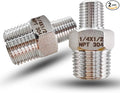 1/2" Male to 1/4" Male NPT Hex Reducing Nipple Fitting Adapter, 304 Stainless by PipeFloProonline