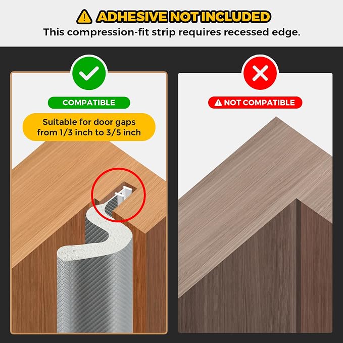Ravinte Weather Stripping Door Seal, Q-Shaped Kerf Foam Strip, 3 FT, No Adhesive - Image 2