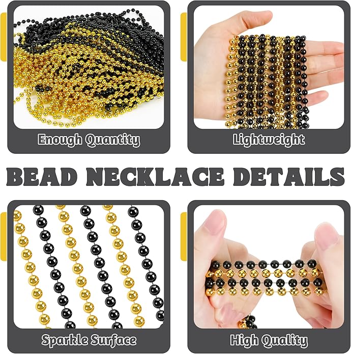 300PCS Mardi Gras Beads Bulk, Mardi Gras Beads Necklace, Parade Throw Accessories Set Decorations Party Supplies