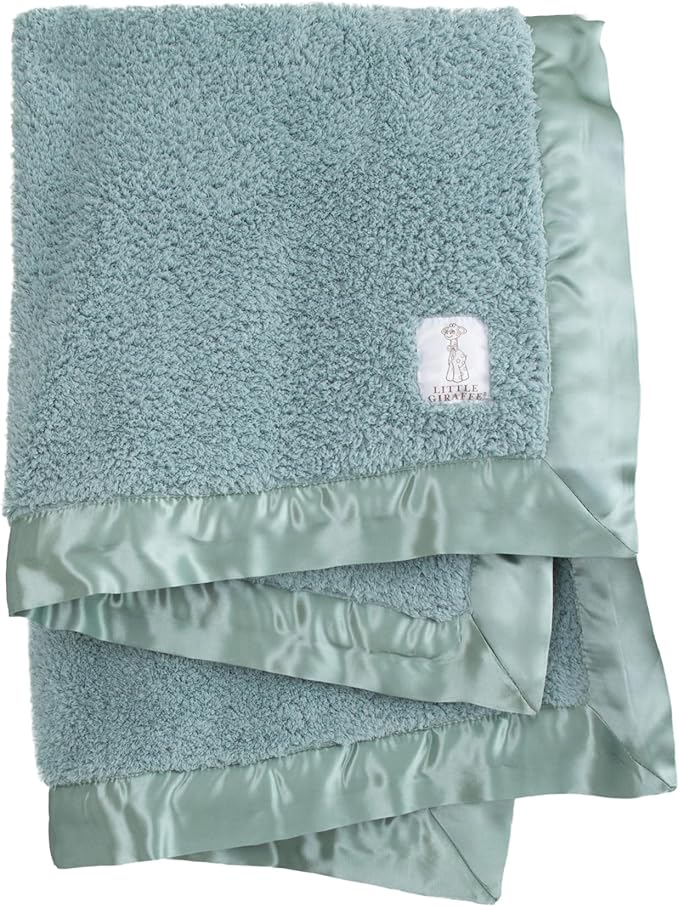 Little Giraffe Chenille Baby Blanket – 29x35” Soft Chenille with Satin Trim, Sage | Ultra-Soft, Gentle & Safe, Lightweight & Breathable for Newborns & Toddlers