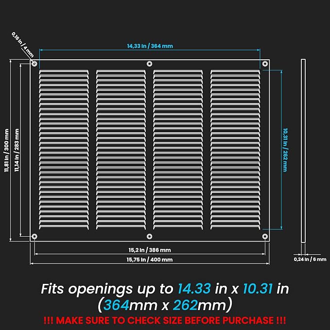 Repa Market 2-Pack Air Vent Cover 16x12 Inch White Galvanized Steel Louvered - Image 2
