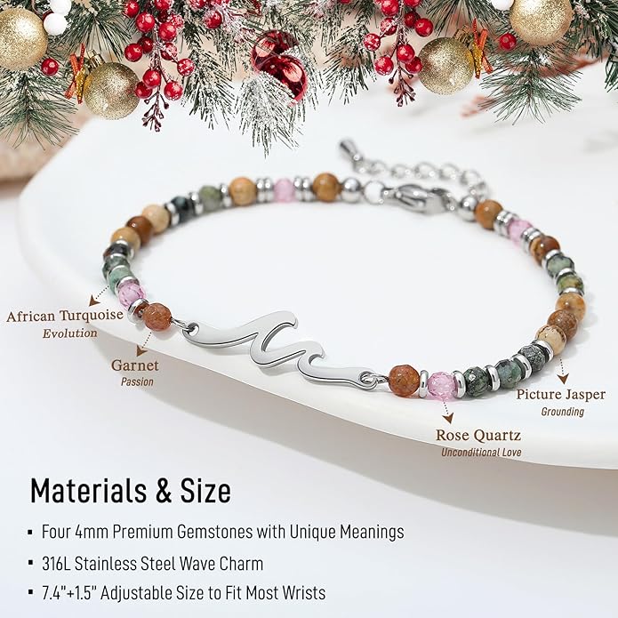 TONY & SANDY Friend Gifts for Women, Unique Valentine's Day Gifts for Her, Sister Gifts from Sister, Wave Bracelet, Christmas Birthday Gifts for Women, Bestie Friendship Bracelets