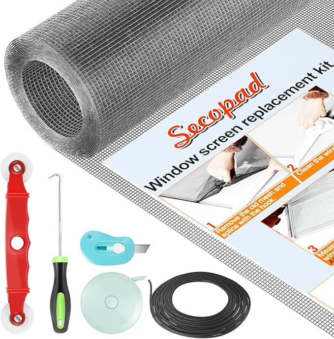 Secopad Window Screen and Screen Door Mesh Repair Kit, 39in x 118in | by Secopad