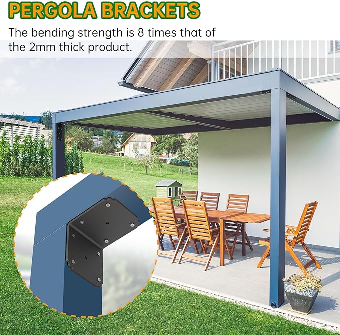 4x4x3.5 L Brackets Heavy Duty for Pergola, 4mm Extra Thick | Angle Bracket - Image 4