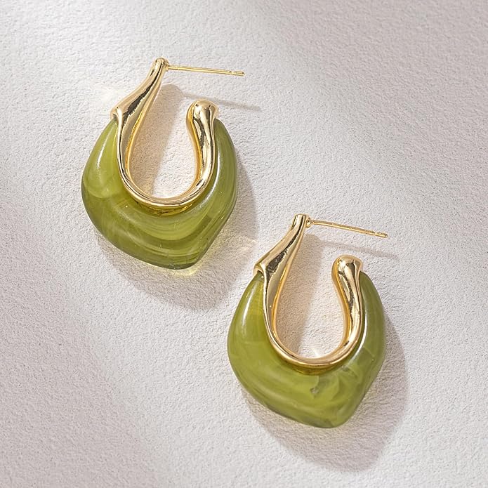 Acrylic Hoop Earrings Chunky Huggie Statement Vintage Earrings Cute Resin Drop Earring Trendy Jewelry Gifts for Women