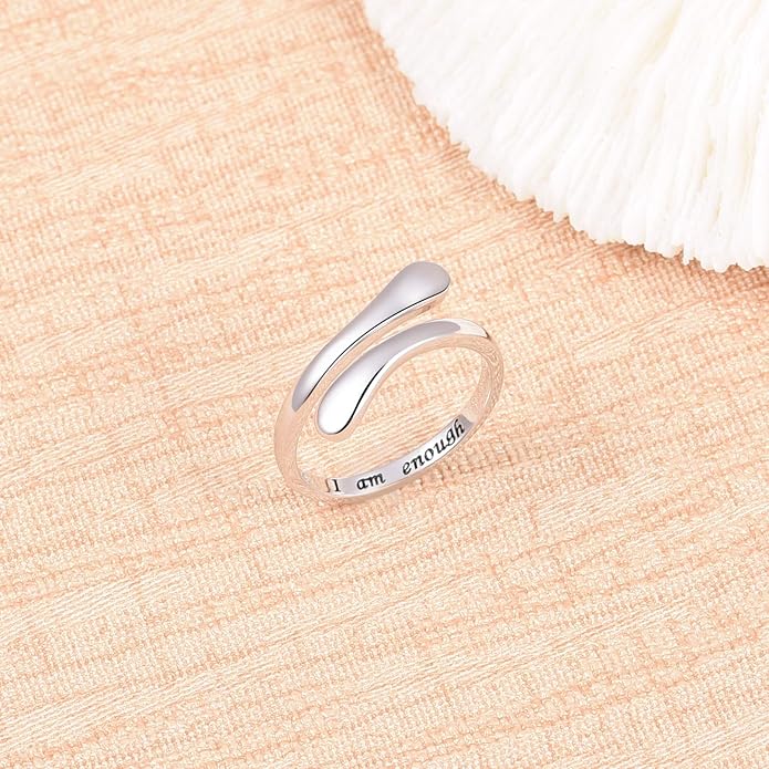 Fookduoduo 925 Sterling Silver Ring Inspirational Jewelry adjustable Wrap Open Rings for Women