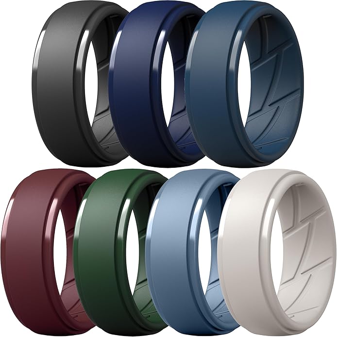 ThunderFit Men's Silicone Rings 10mm Wide 2.5mm Thick Rubber Bands, Breathable, Variety Multipack 1-10