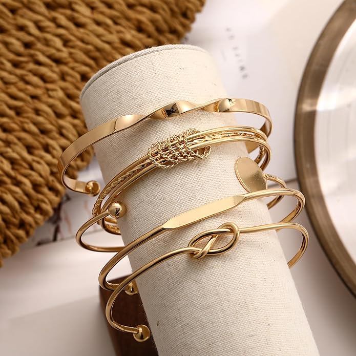 ÌF ME Gold Bangle Bracelets for Women, Indian Bangles Stackable Set, Multi Layer Textured 14K Gold Plated Chunky Bracelets Boho Jewelrys Set