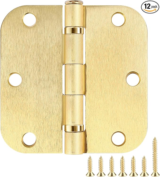 TDCHINGES Rounded Door Hinges Brushed Brass 3.5 Inch 5/8" Gold Lasting Mute | by TDCHINGES