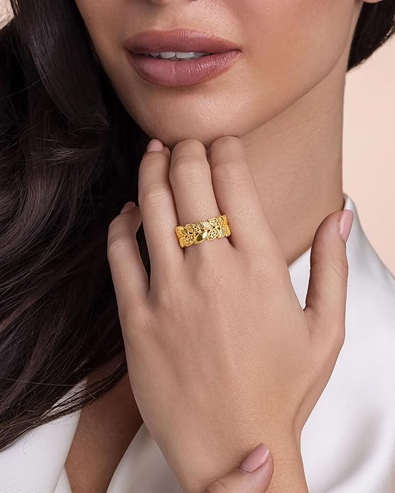 Gold Large Chunky Dainty Shell FULLY ADJUSTABLE Open Ring for Women by SNGIA, Summer Beach Handmade Adjustable Seashell Ring, Minimalist Stackable Ocean Themed Wedding Date Birthday Gift, Bold Exaggerated Irregular Wavy Trendy Ribbed Jewelry, Textured ...