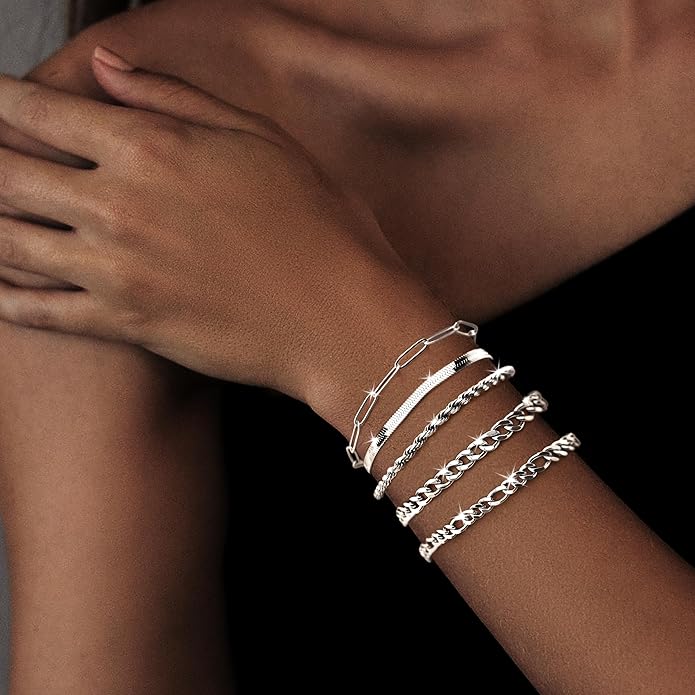 Gold Bracelets Set for Women Stack, Dainty Thick Bracelets Stack for Women Trendy, Simple Thin Gold Plated Cuff Stackable Bracelets With Beaded Cuban Paperclip Snake Rope Bangle Hand Chain Jewelry Gifts for Women Non Tainish